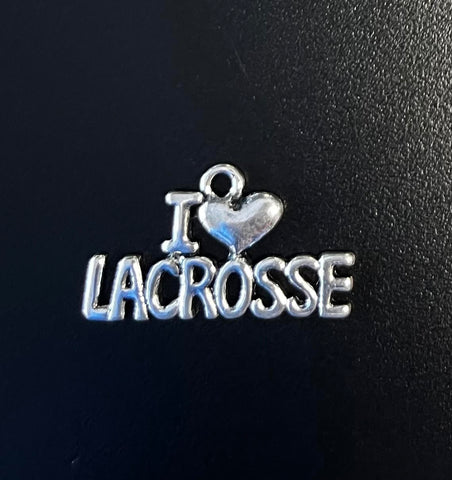 I Love Lacrosse Necklace Charm